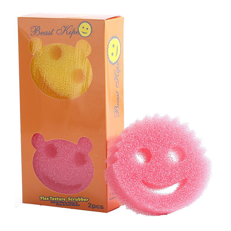 Creative smiling magic cleaning wipe, loofah imitation sponge wipe, honeycomb sponge, household kitchen cleaning and dishwashing cotton Item Picture