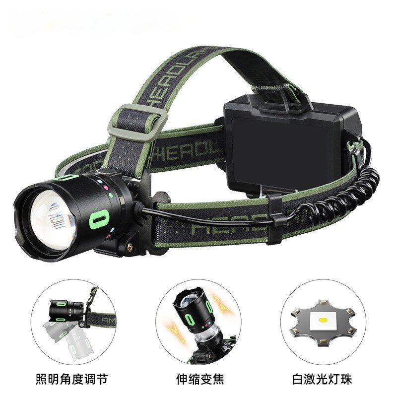 白激光强光头灯户外变焦远射露营氛围灯夜骑钓鱼LED长续航头灯
