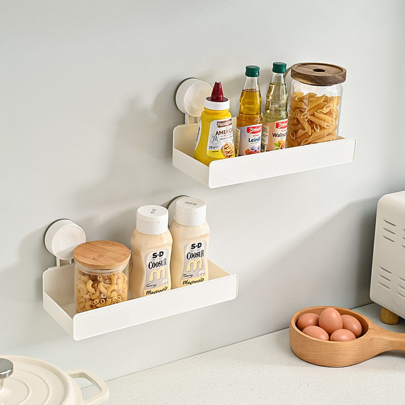 Suction cup storage rack, wall-mounted rack for kitchen and bathroom without drilling, bathroom and kitchen corner washbasin storage rack details Picture