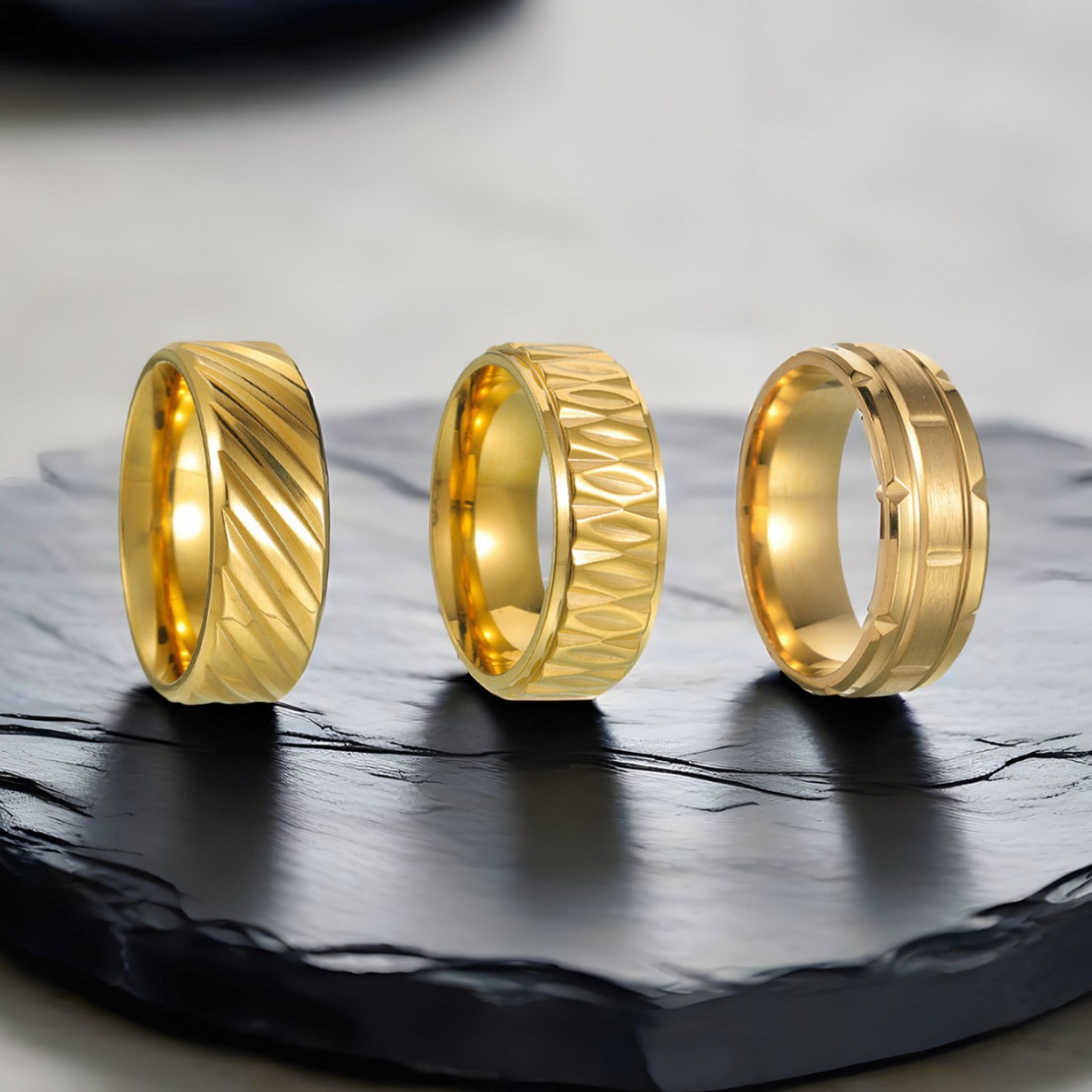 Amazon's new European and American style versatile and fashionable accessory ring, a simple and trendy men's ring and accessory set details Picture