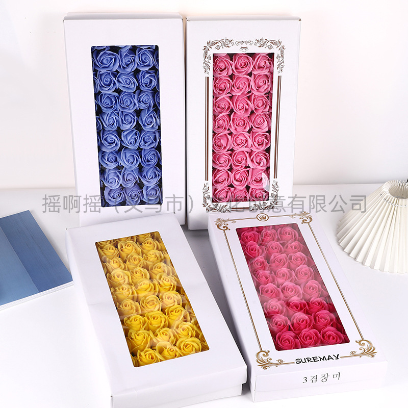 七夕情人节三层香皂花礼物成品有底座仿真玫瑰永生花头礼品盒批发