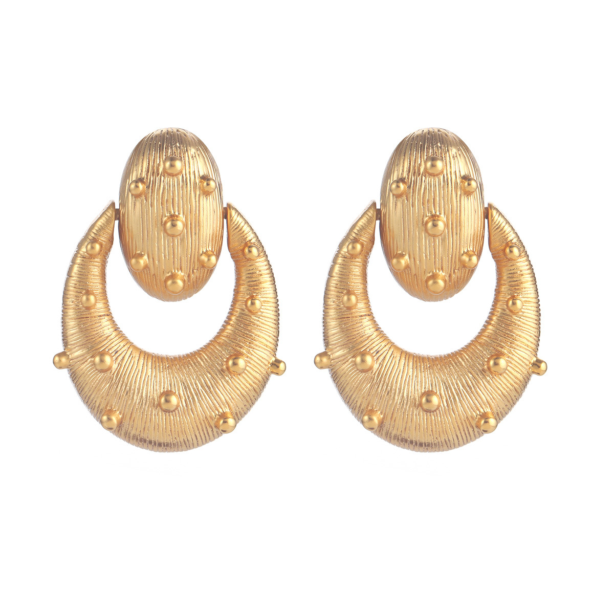 European and American cross-border metal style high-end geometric irregular earrings, exaggerated tassels, bows, heart-shaped stud earrings, elegant and feminine Item Picture