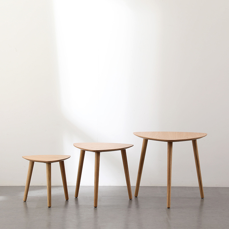 星辰简约现代茶几实木原木日式小户型简约沙发边小圆桌客厅橡木边角几