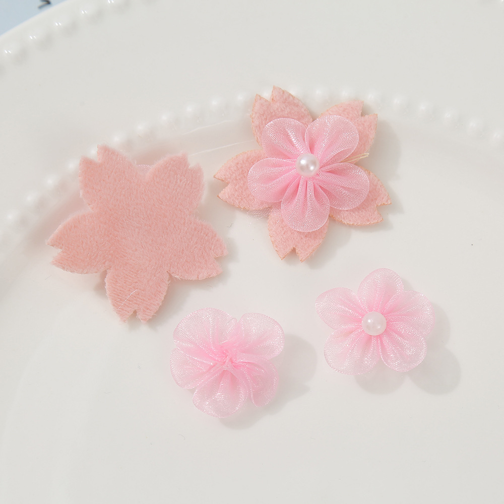 珍珠纱花朵辅料多规格甜美头饰发夹配件手工透明diy服装辅料批发细节图