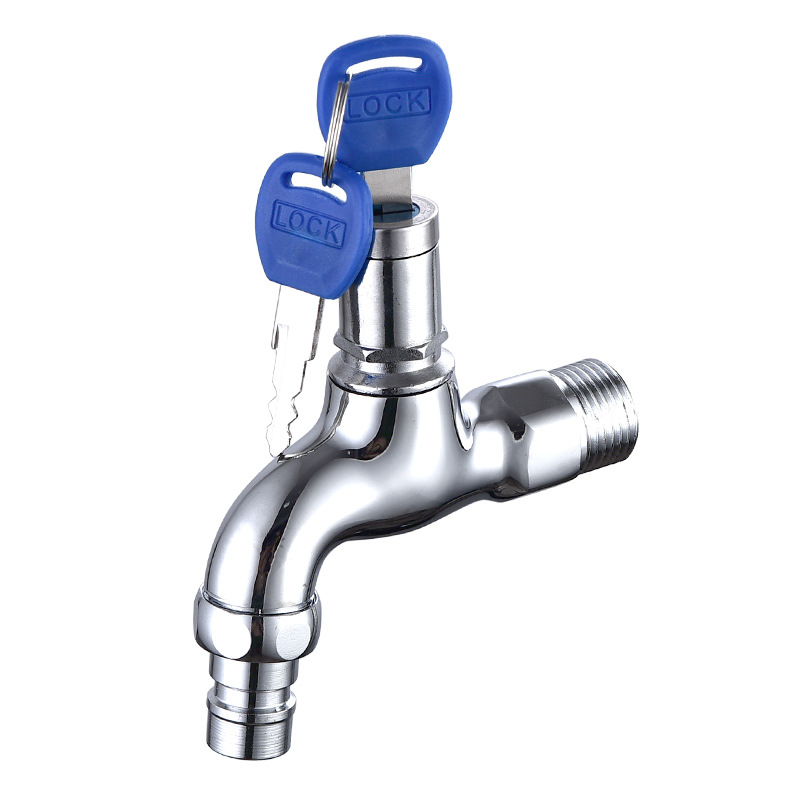 Factory wholesale direct supply of copper lock pointed faucet, anti-theft faucet, 4-minute faucet with key Item Picture