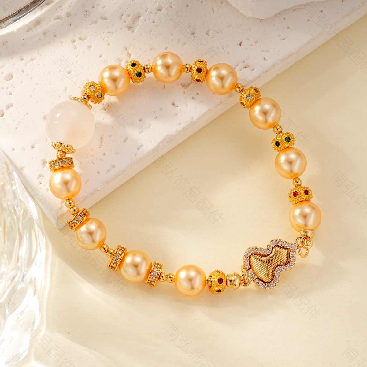 Copper-plated real gold, high color retention, zirconium-inlaid gourd, magnetic clasp, pearl connection clasp, bracelet, necklace clasp, DIY jewelry accessories Application Scenario