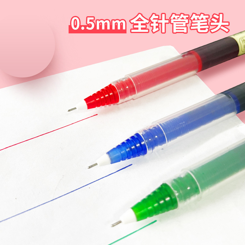 Straight liquid black stationery notebook pen, student exam signature pen, 0.5mm colored syringe gel pen Specification image