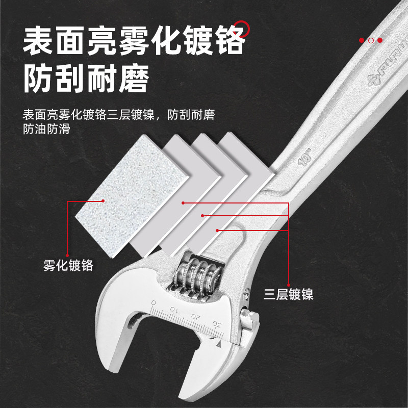 普路斯自弧活动扳手正品万用多功能扳子大口径开口卫浴板手舒适细节图