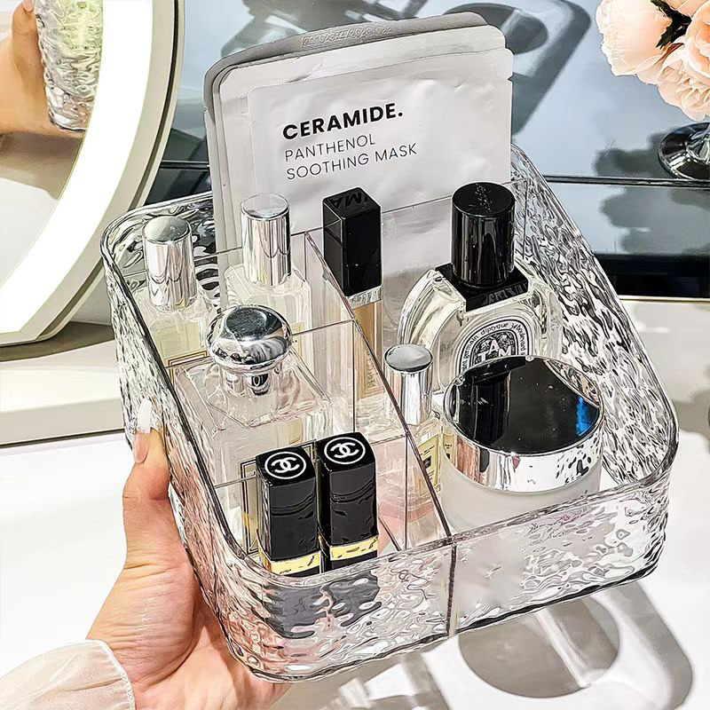 化妆品收纳盒口红护肤品轻奢水波纹亚克力化妆刷杂物大容量置物架                              细节图