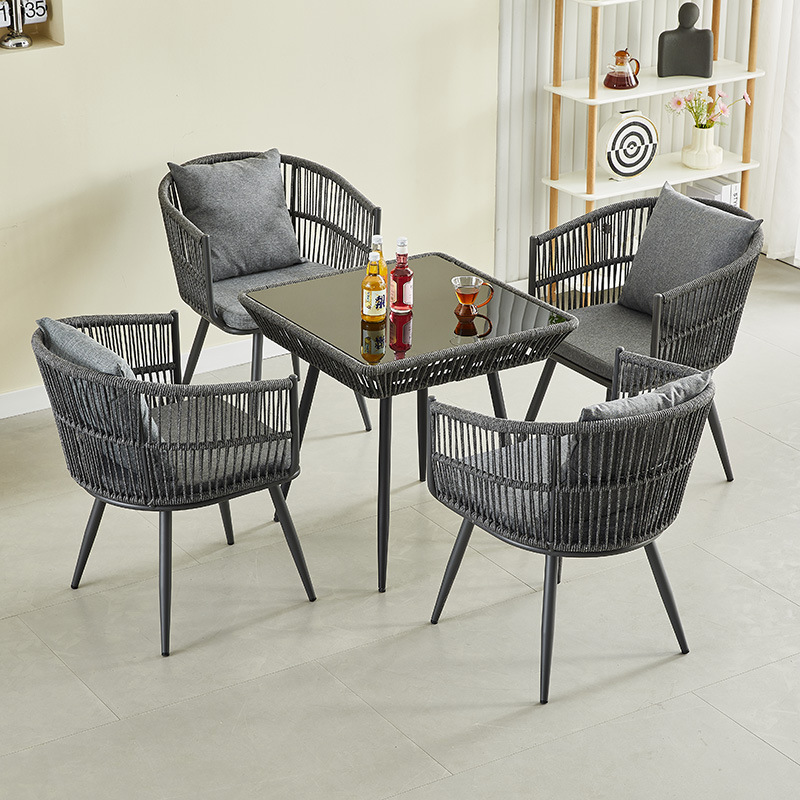 户外藤椅桌椅设计师休闲阳台庭院花园单人椅子时尚餐厅藤编椅组合产品图