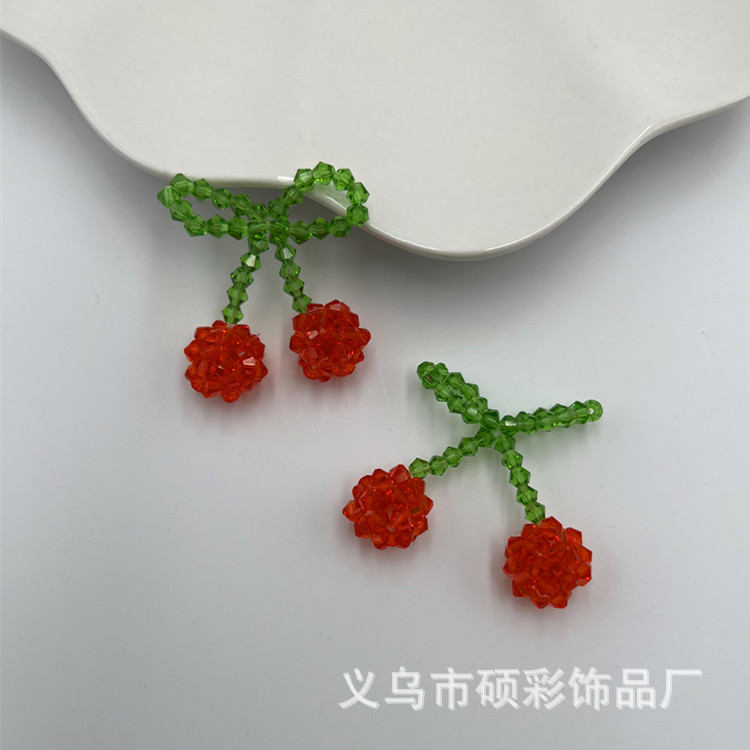 Factory stock of hand-woven beaded crystal cherry fashion accessories, necklaces, earrings, pendants, DIY handicrafts