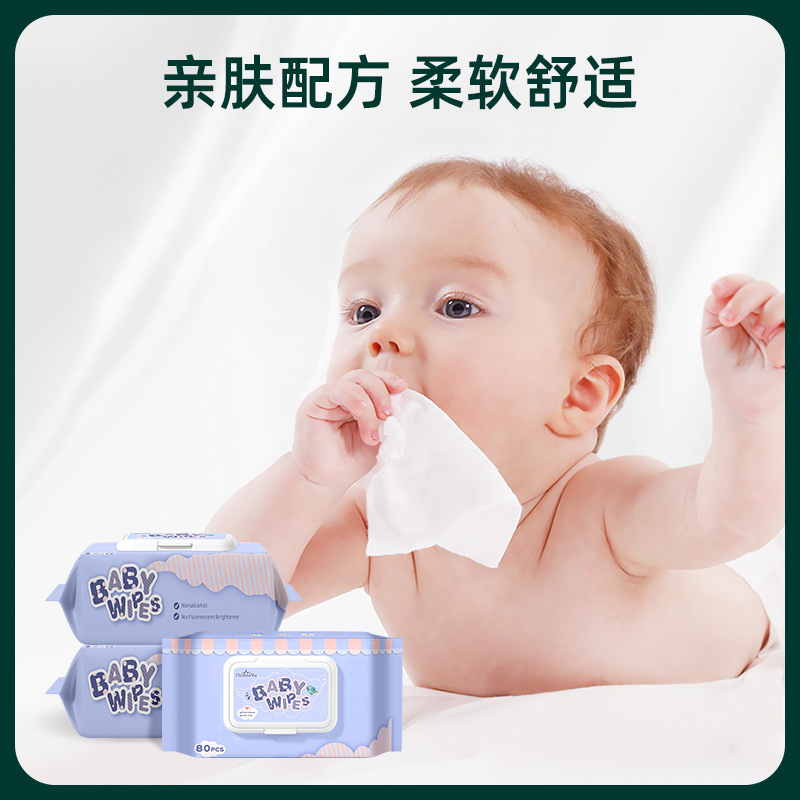 跨境英文婴儿湿巾大包80抽整箱湿巾新生儿宝宝儿童湿巾厂家批发产品图