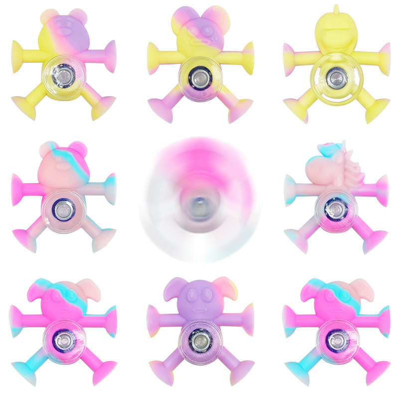 新品创意动物硅胶陀螺吸盘小玩具陀螺减压神器指尖解压陀螺小玩具