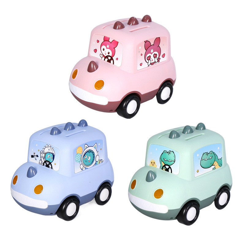 Creative cartoon dinosaur car-shaped piggy bank, children's desktop decoration, gift, anti-drop piggy bank Item Picture