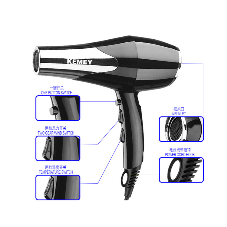 Kemey secador de pelo kemey amplio voltaje iones de oxígeno negativo termostático KM-8326 secador de pelo doméstico para peluquería Specification image