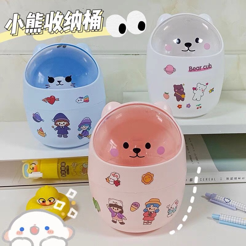 桌面垃圾桶可爱小号家用宿舍办公室桌上带盖纸篓ins风迷你垃圾筒产品图