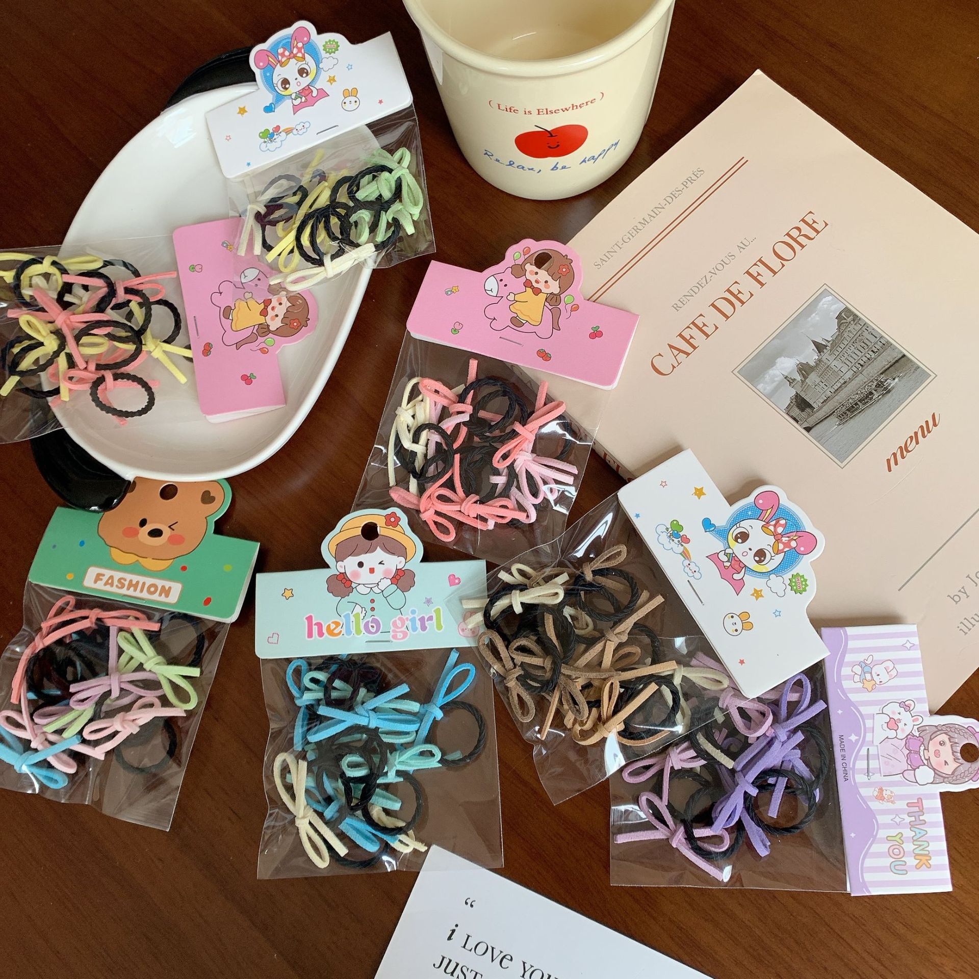 彩色小号蝴蝶结发圈女童发绳红色皮筋女儿童新年头饰宝宝头绳头饰产品图