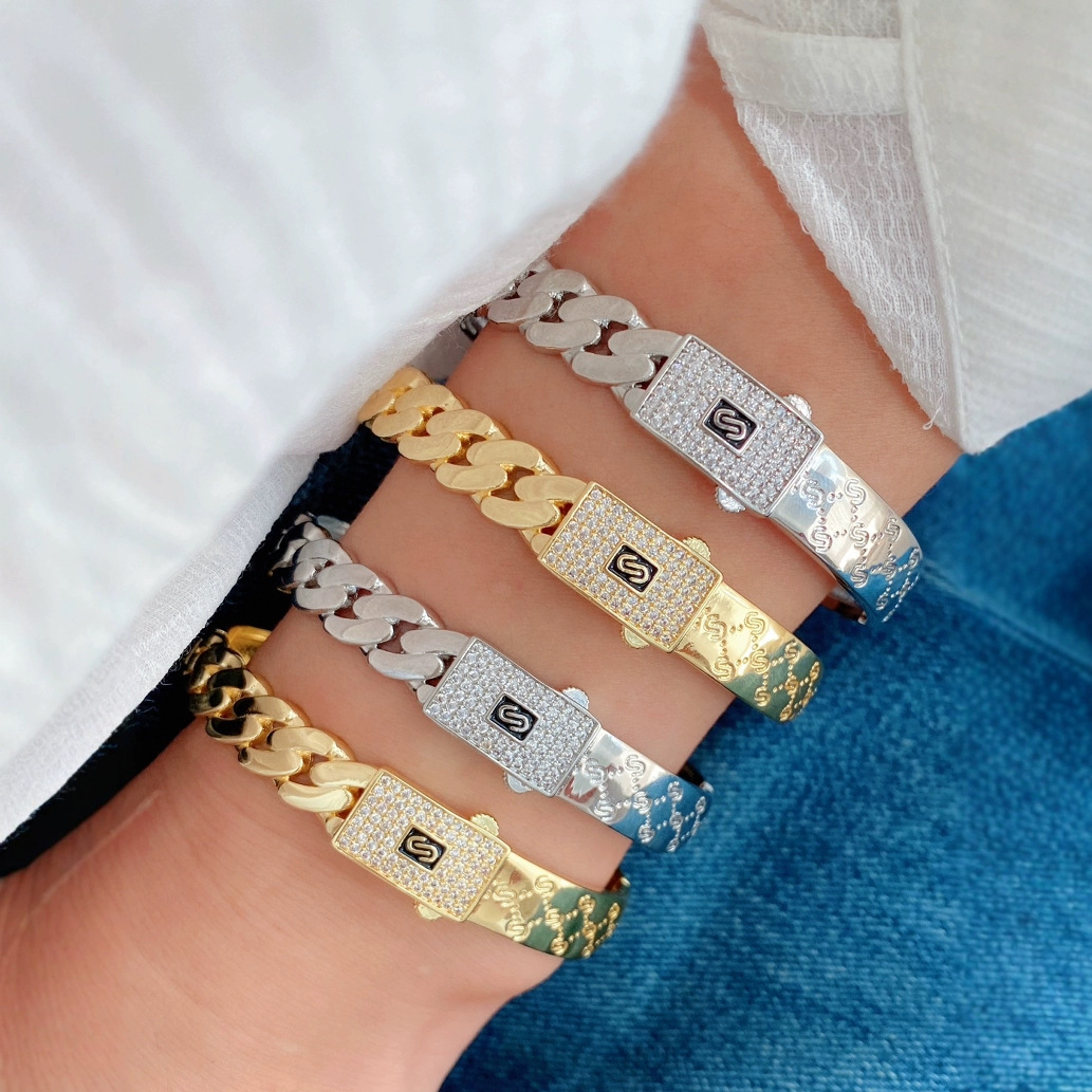 Creative hip-hop, individualistic, fashionable and powerful ring, niche design, full diamond cool ring bracelet, unisplendour