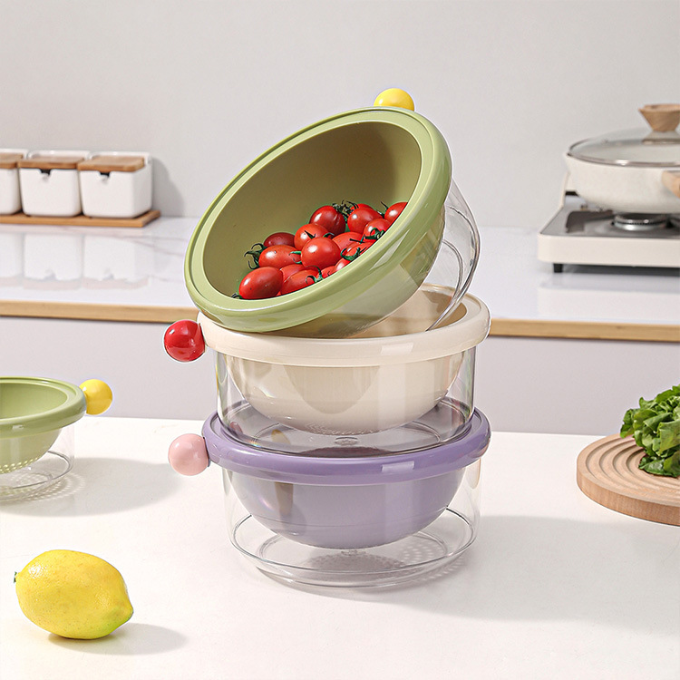 双层多巴胺沥水篮高颜值家用水果蔬菜清洗篮二合一加厚厨房洗菜篮