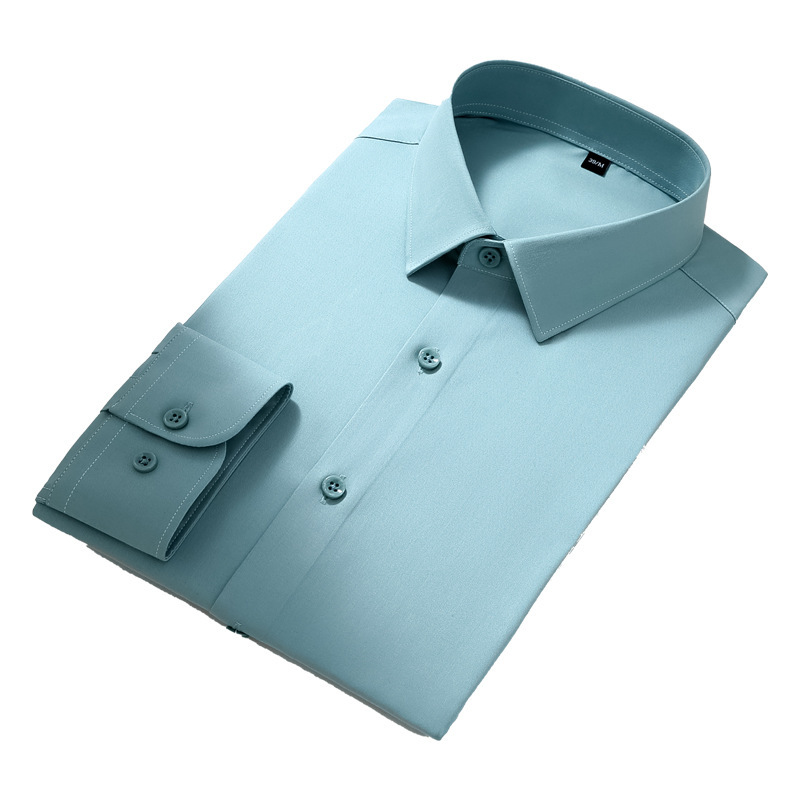 新款高奢桑蚕丝衬衫纯色免烫休闲男士衬衣简约商务男装衫产品图