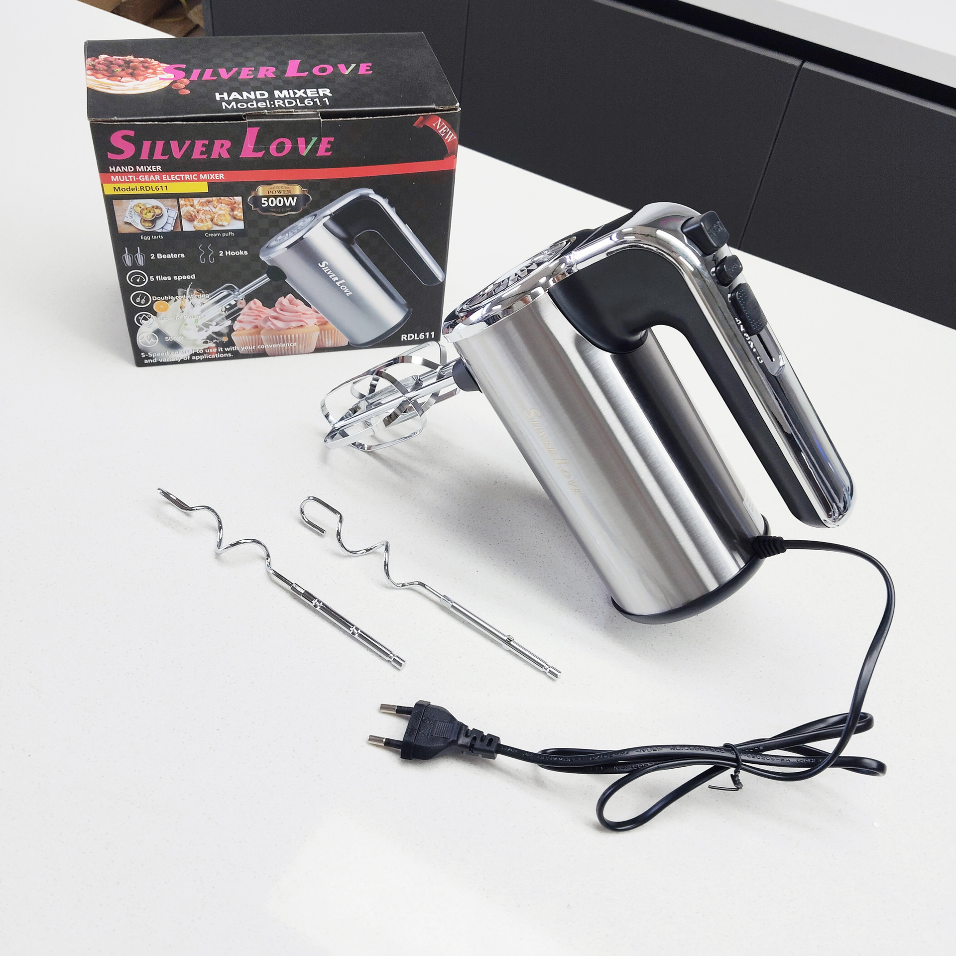 Cross-border foreign trade British and European standard electric stainless steel mixer, dough mixer, chef cream mixer, electric egg beater Z209 Specification image