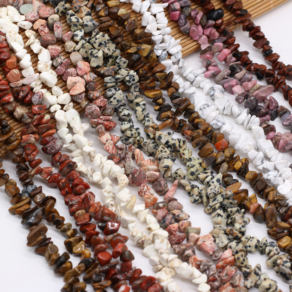 Natural crushed stone spotted redwood grain raw stone beads with holes, semi-finished DIY jewelry, handcrafted accessories production and wholesale Application Scenario