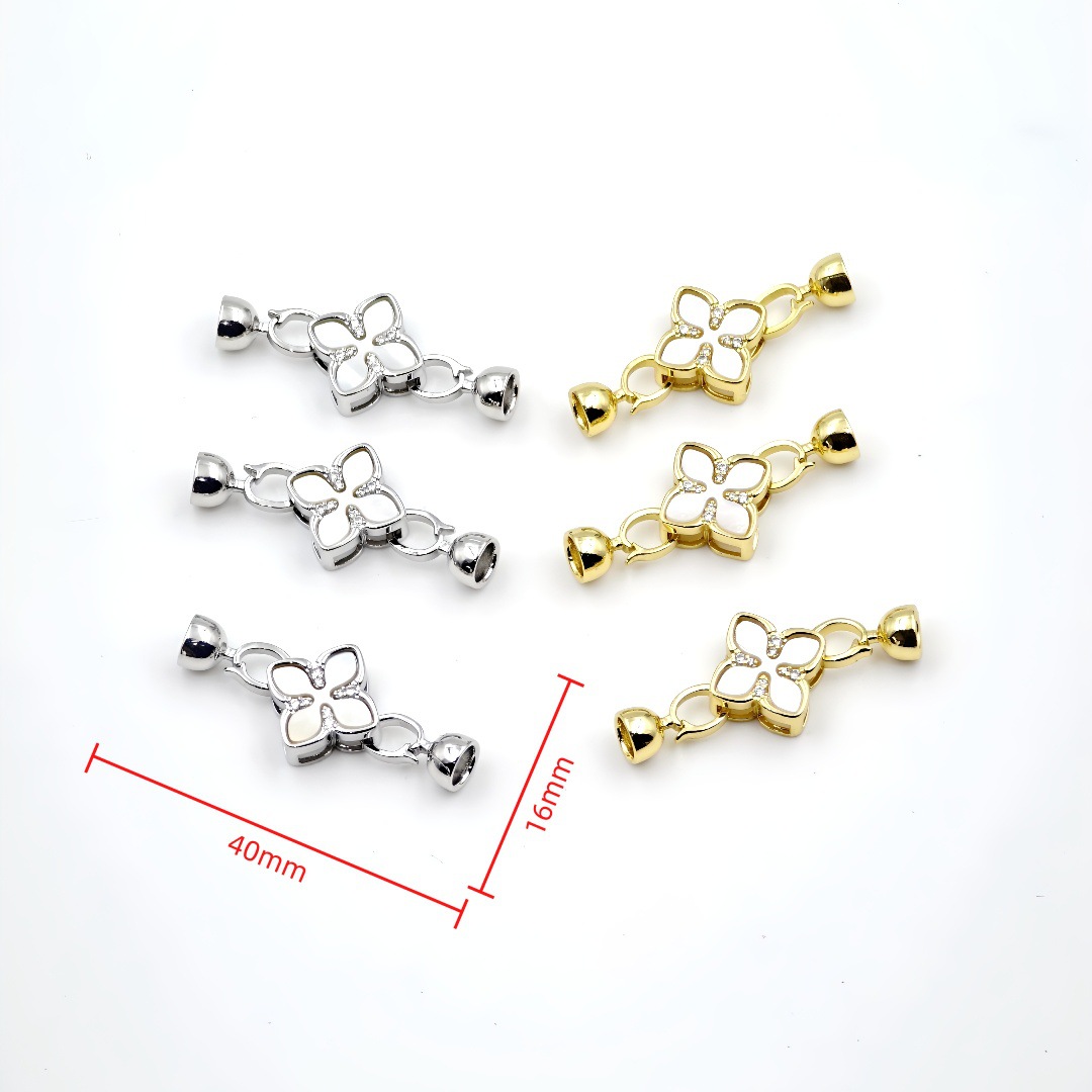 18K pearl necklace clasp, clover shell handcrafted end clasp, connecting clasp, mother-and-child clasp, sweater chain diy accessories Application Scenario