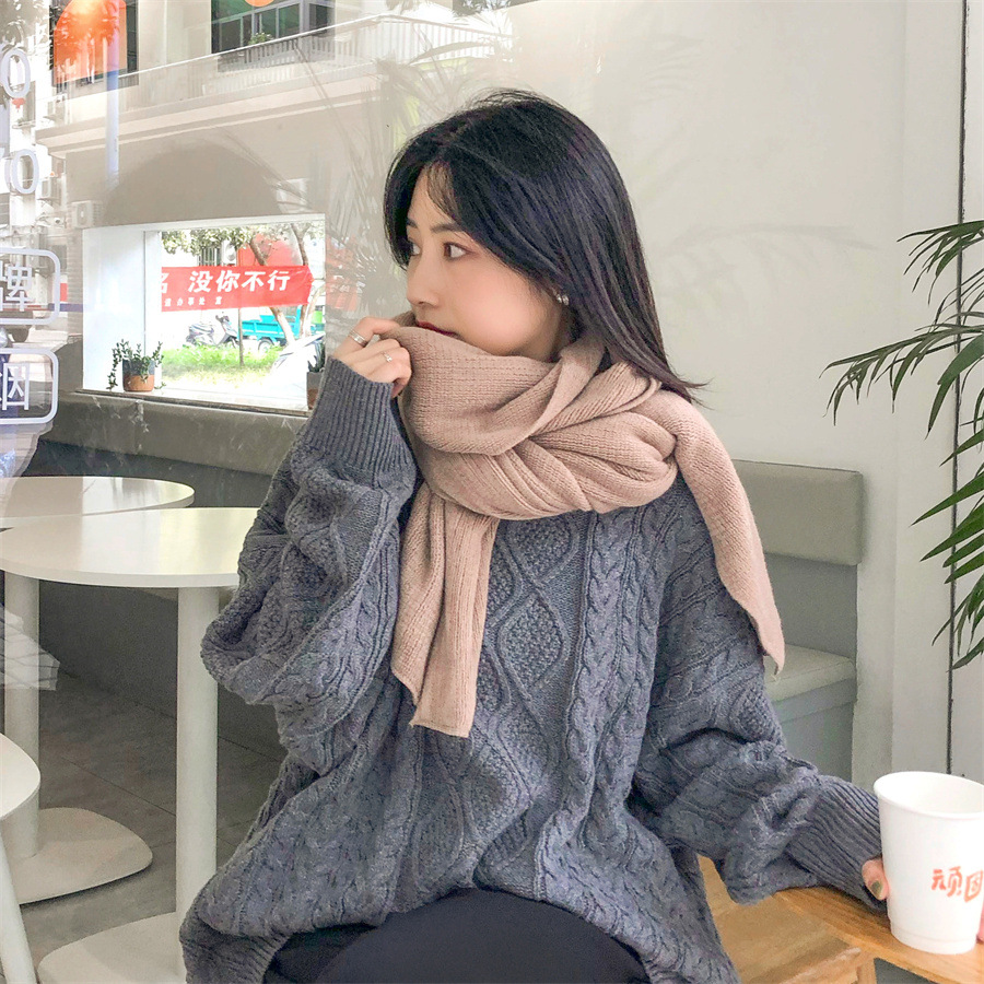 One-piece cross-border scarf delivery, women's winter warm solid color faux cashmere scarf, men's shawl winter scarf, wholesale from street stalls details Picture