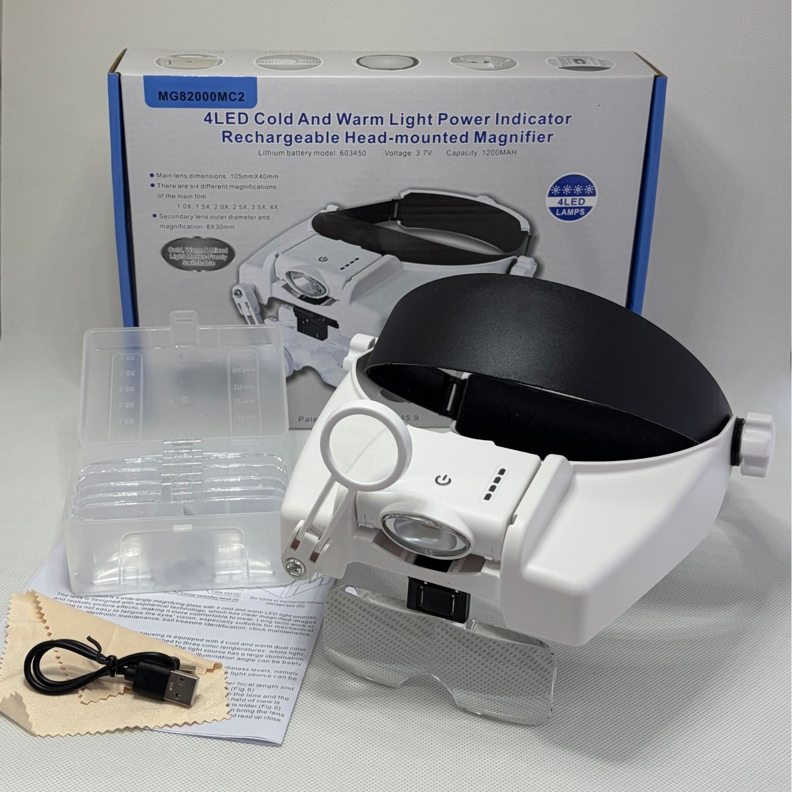 New USB charging senior gift with 3LED headband magnifying glass, 6 groups of lenses, 82000MC full image