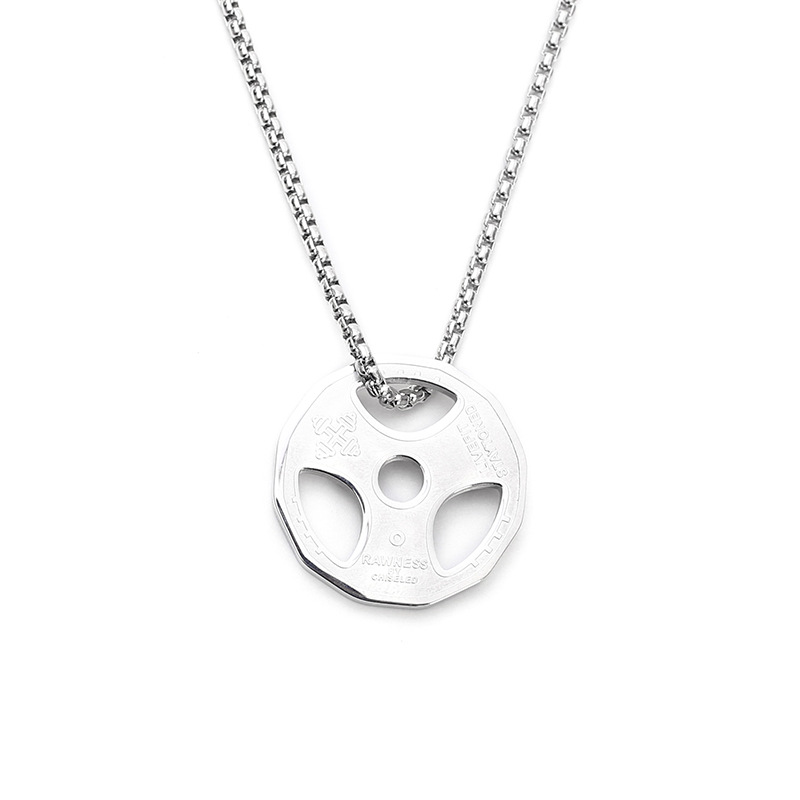 Wholesale factory direct sales of popular titanium steel dumbbell pendants and titanium steel necklaces for both men and women, trendy barbells Item Picture