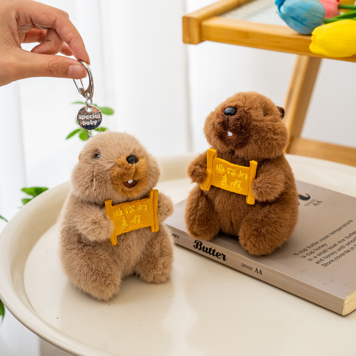 Officially authorized marmot plush keychain pendant, cute and fun functional schoolbag keychain small gift details Picture