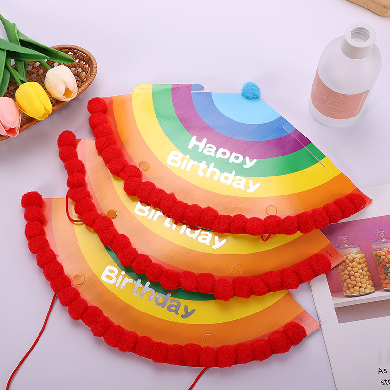 厂家批发生日用品生日帽派对装饰帽小毛球 生日帽子生日装饰用品细节图