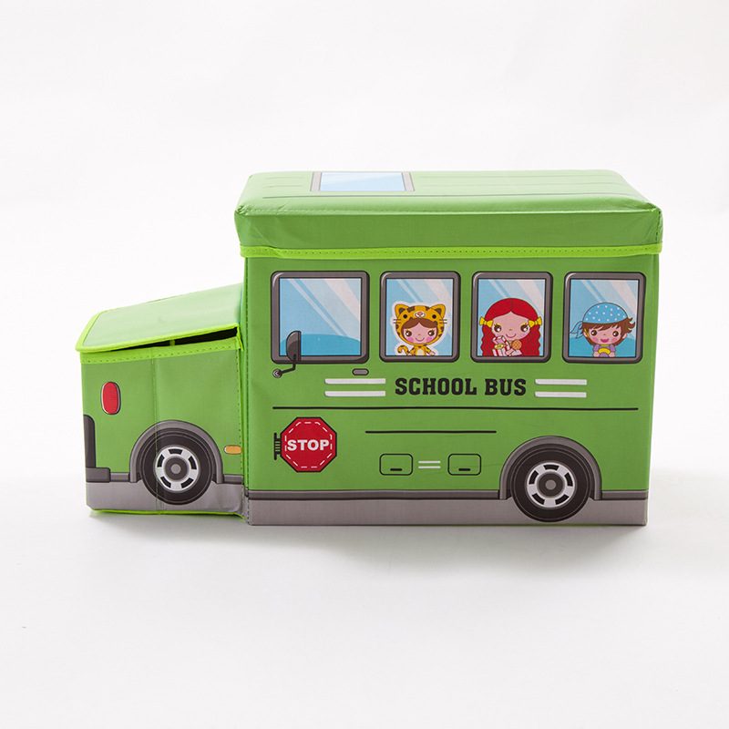 Wholesale of seated cartoon car storage boxes, multi-functional large-capacity storage boxes, folding storage stools Item Picture