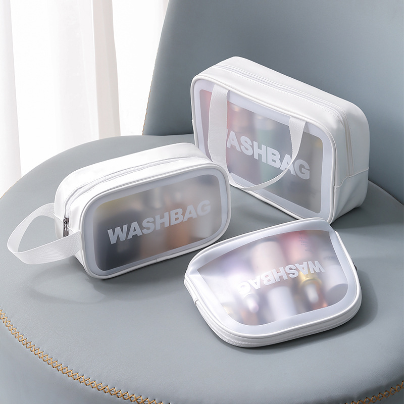 新款透明化妆包六件套pvc洗漱袋游泳洗浴包沙滩包网红pu磨砂袋细节图