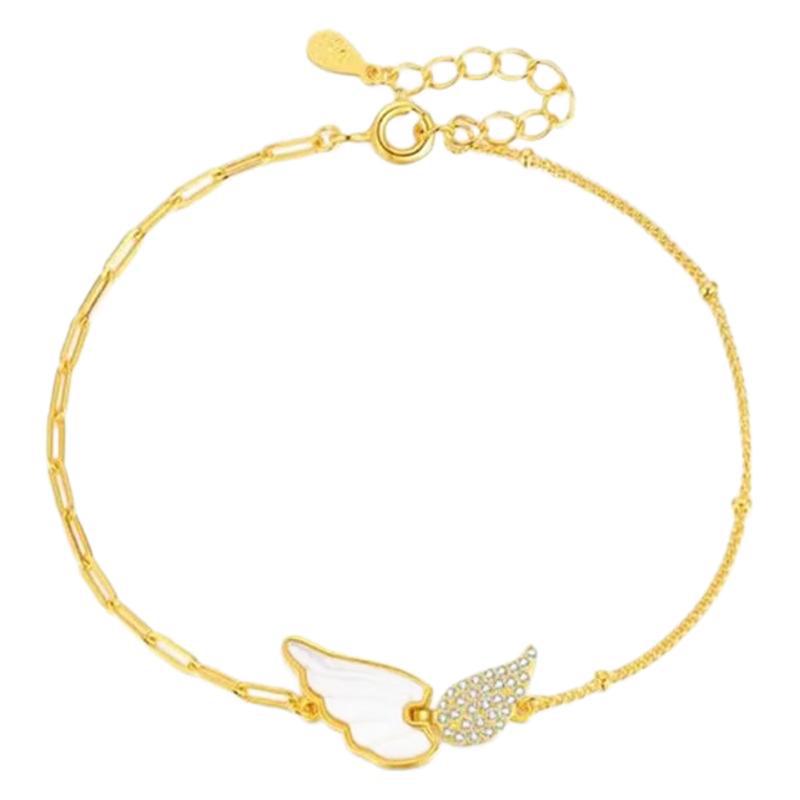 A simple and elegant wing-shaped bracelet gift featuring movable angel wings inlaid with white mother-of-pearl Item Picture