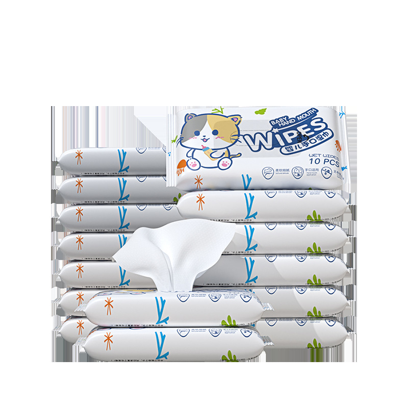 Mini wet wipes, portable small packaging, hand-mouth cleaning wet wipes, student dormitory hygiene, baby wet wipes wholesale Item Picture