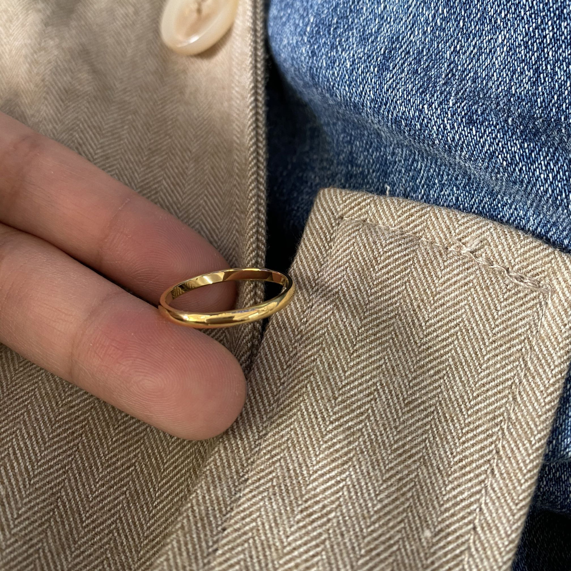 ins non-fading 18K colored gold Korean version approximately extremely fine two-joint smooth surface ring, women's index finger tail ring titanium steel jewelry details Picture