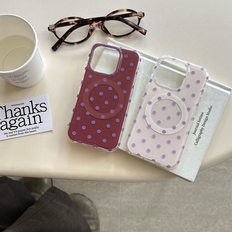 ins Korean-style magnetic polka dots suitable for iphone17Promax iPhone 16 phone case 15p matte 14 new model for women Specification image