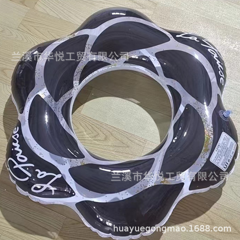 Wholesale of petal-shaped swimming rings, sequined inflatable thickened children's swimming rings, pink flower semi-transparent underarm rings Specification image