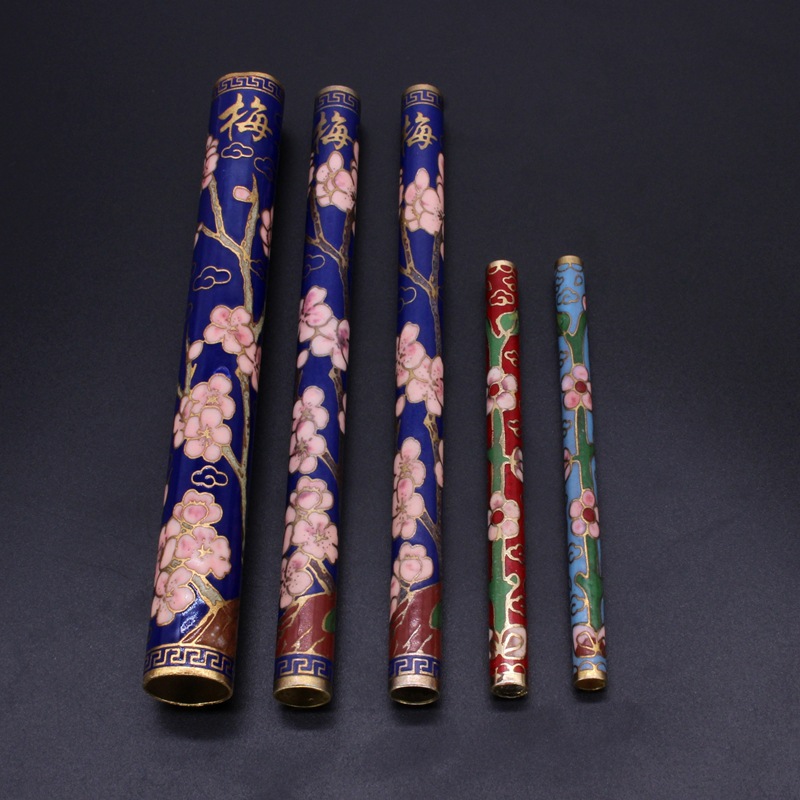 Beijing Cloisonne classical Culture Ethnic style writing brush decorative accessories copper base mechanism enamel writing brush shaft