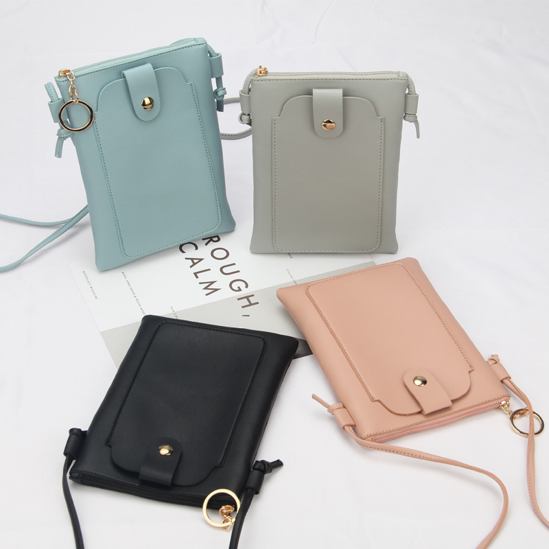 Solid color PU loose change for foreign trade, summer waterproof mobile phone, ladies' crossbody bag, Korean-style single-shoulder small bag