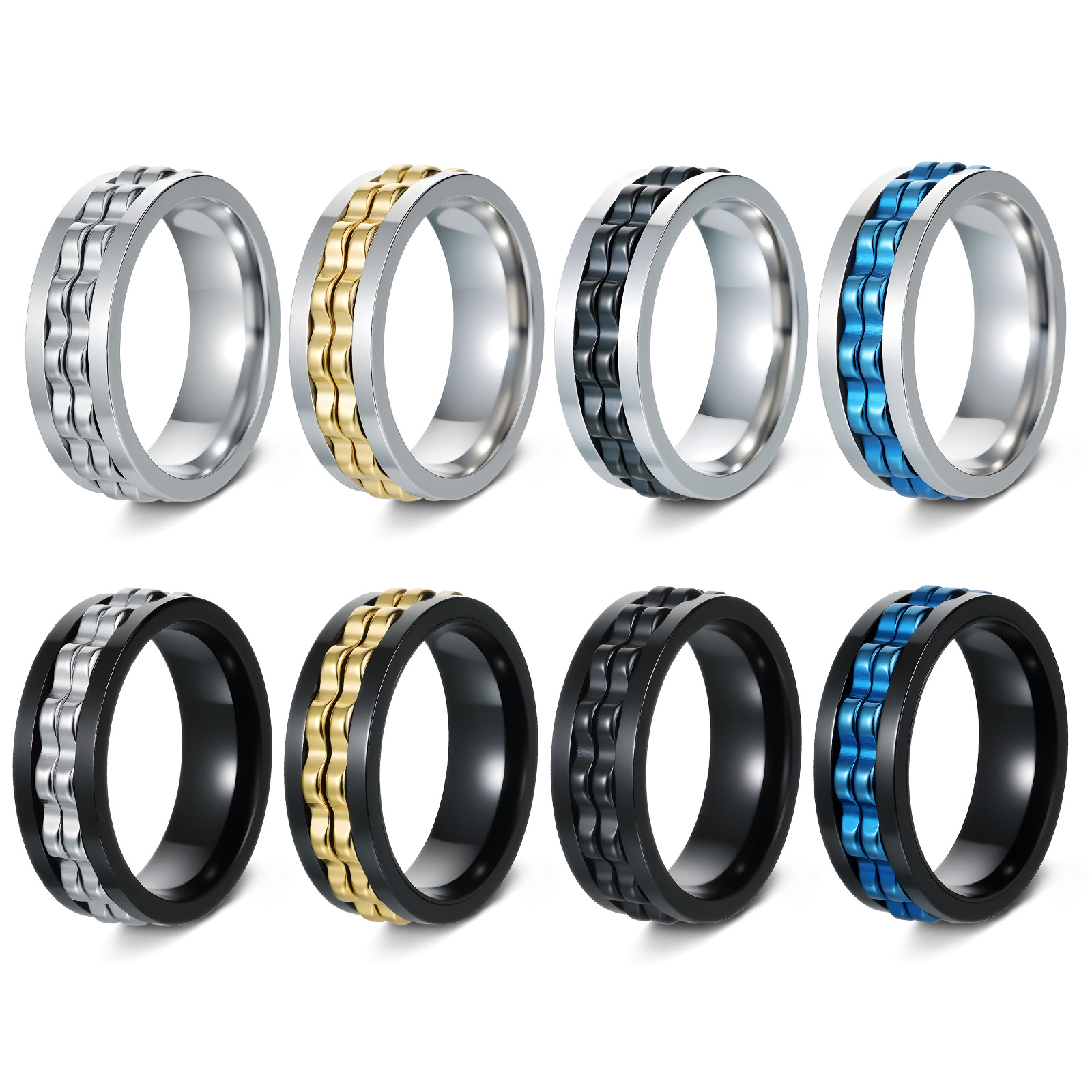 Amazon's new jewelry supply: A must-have for trendy men in Europe and America - a multi-color gear-rotating pressure-reducing titanium steel ring that won't fade