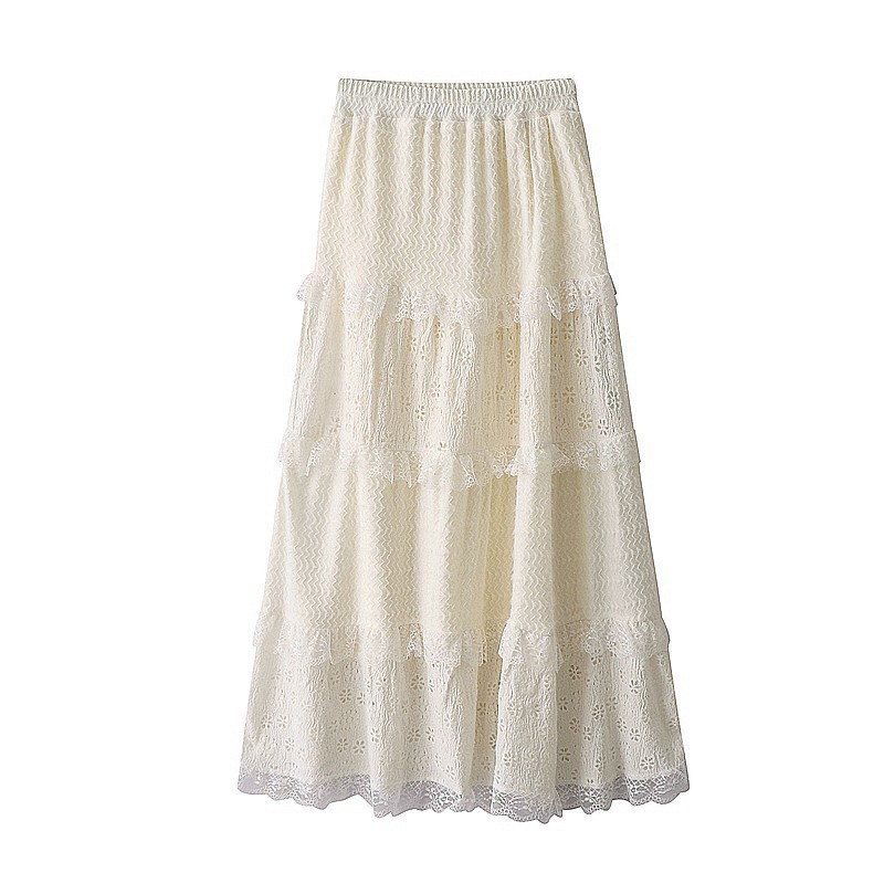 New French sweet style lace-trimmed, fleece and thickened high-waisted A-line skirt, cake skirt and long skirt for autumn and winter Application Scenario