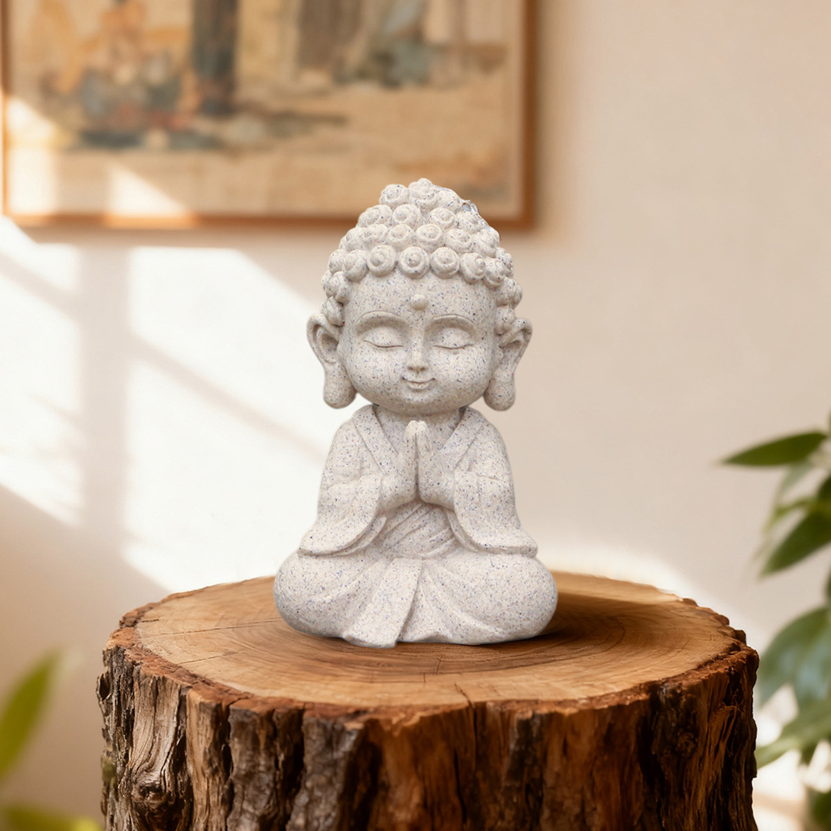 Cross-border new product imitation stone meditation Buddha statues, figurines, home, office, meditation room, table decoration, garden handicrafts details Picture