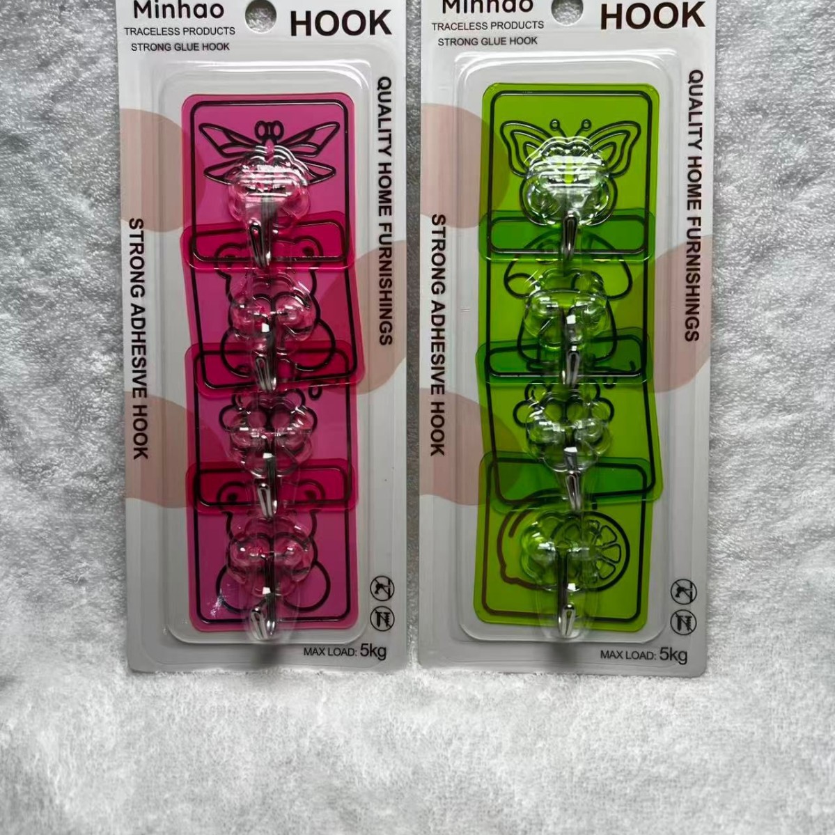 New plastic square gold-embossed film plum blossom color candy color bedroom wall seamless hook hanging bag clothes Specification image