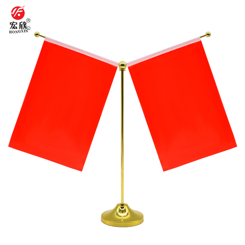 The Y-shaped flagpole, conference office table flag, business negotiation metal flag stand, desktop decoration, flag can be printed with logo details Picture