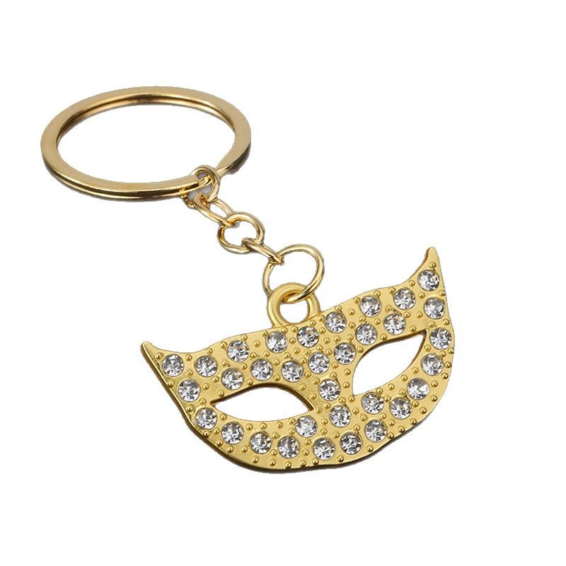 韩版镶钻万圣节半脸面具创意女式化妆舞会面具钥匙扣派对装扮挂件白底实物图