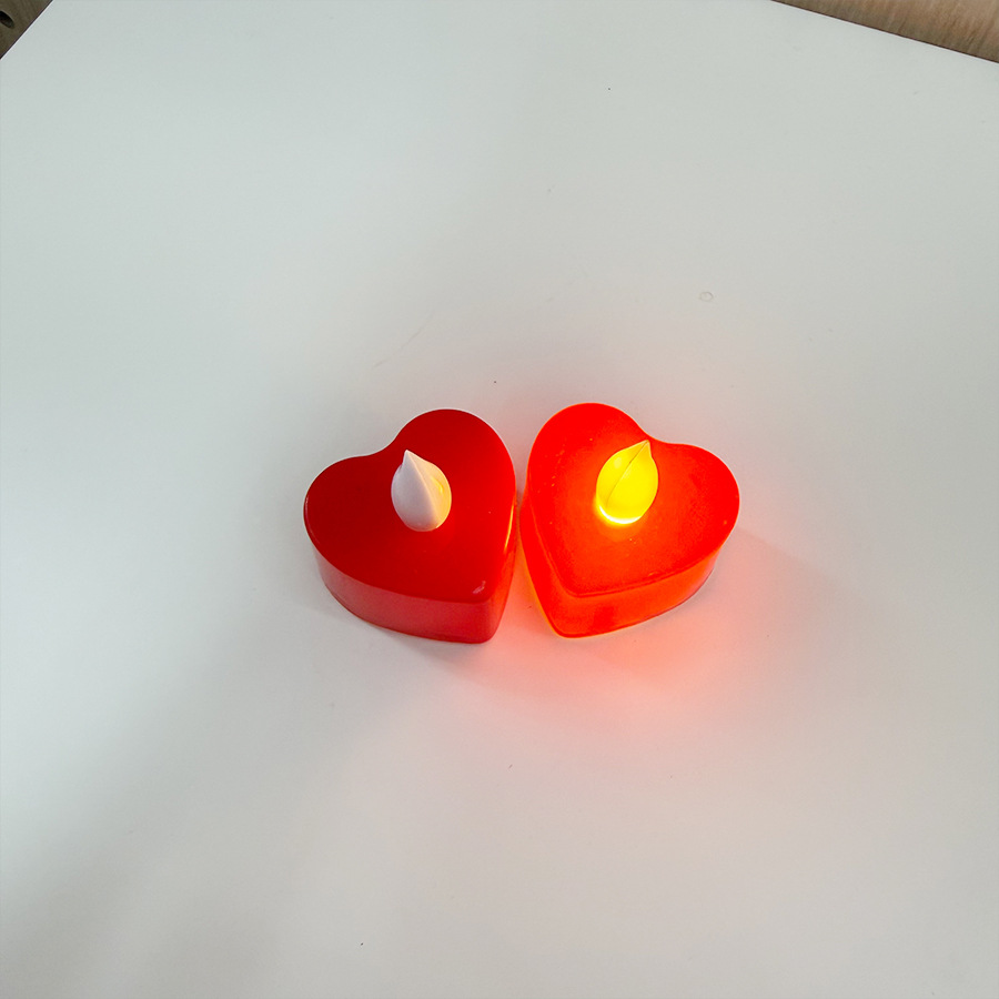 New heart-shaped colored shell tea wax LED electronic candle, confession and proposal prop, party and Christmas supplies Application Scenario