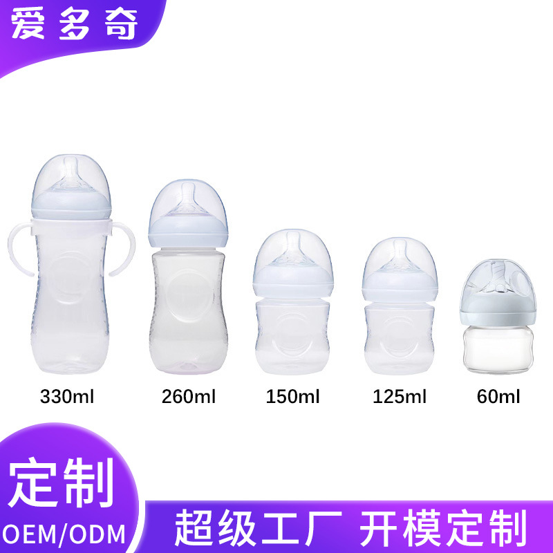 宽口婴儿奶瓶带手柄PP奶瓶耐摔防呛防胀气新生儿奶瓶跨境母婴用品