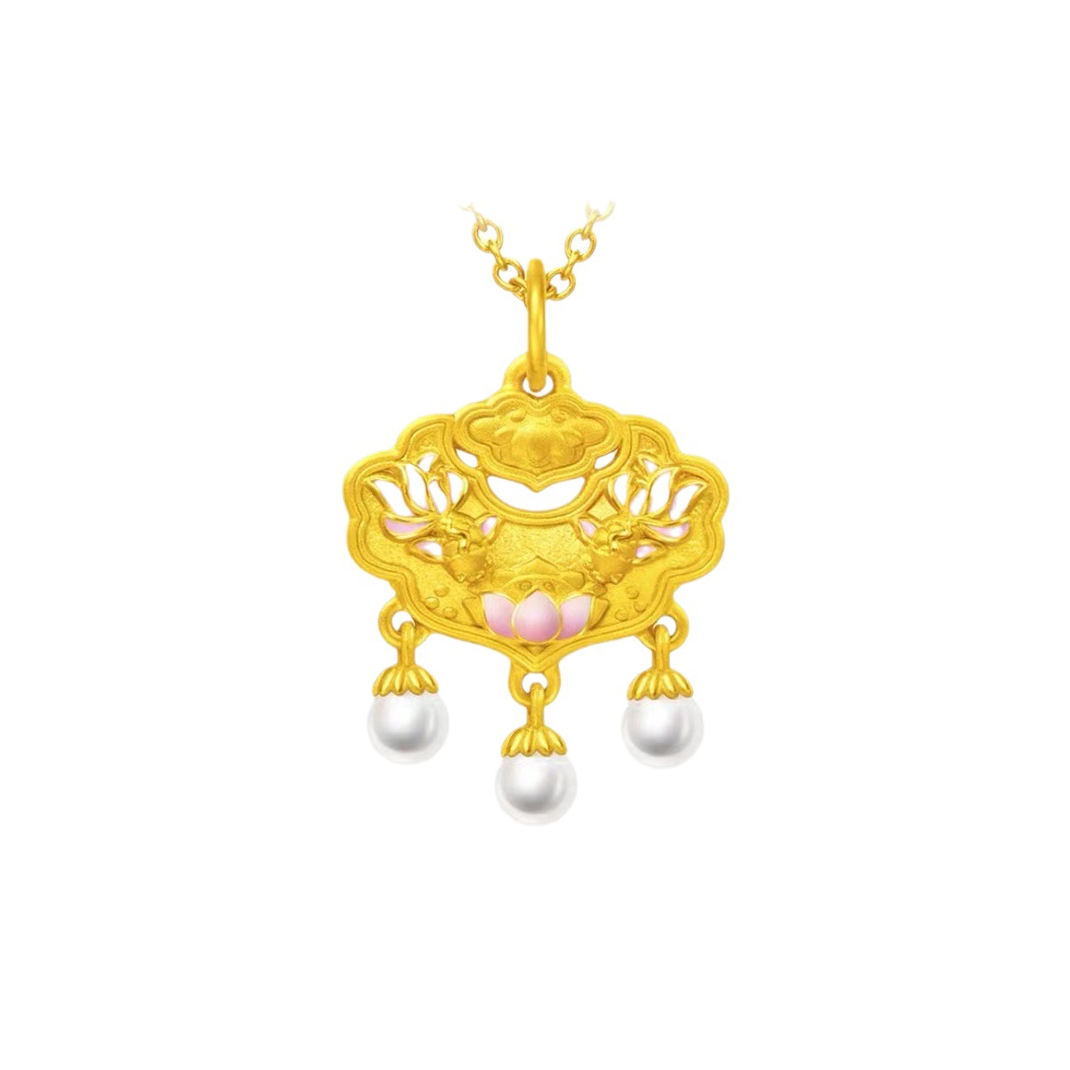 S925 Silver Koi Lock Ten-Mile Red Makeup Necklace, Silver gold-plated pendant, Chinese-style gradient resin pendant, beaded collarbone chain Item Picture